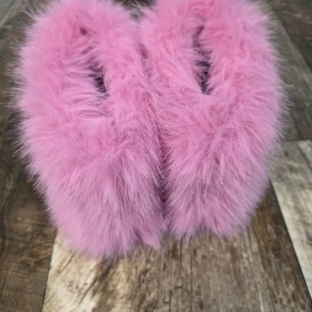 Faux fur fuzzy pink boots